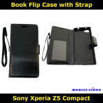 Book Flip Case with Strap For Sony Xperia Z5 Compact SO-02H Slim Fit Look